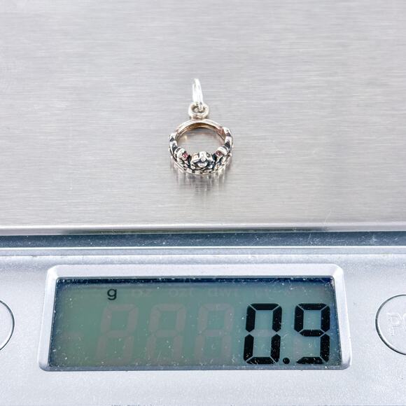 Vintage Sterling Silver 925 Ornate Crown Charm Pendant - Picture 8 of 9